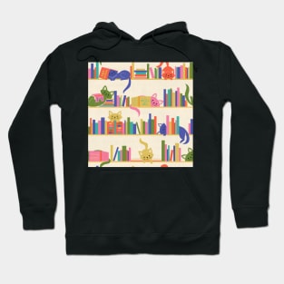 Cozy Cats and Books in Bright, Vintage Colors Hoodie